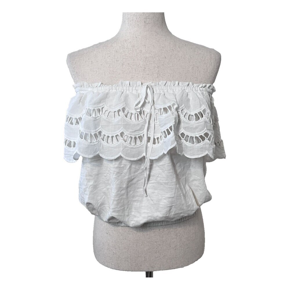 NWT Stitch Fix Brea Canyon Womens L Off Shoulder White Lacey Eyelet Top Romantic